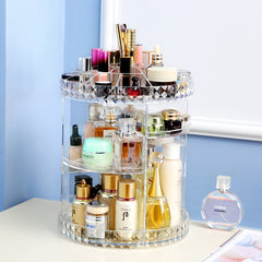Diamond Pattern 360 Degree Rotatable Acrylic Mute Makeup Storage box